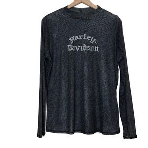 HARLEY DAVIDSON Wild Cat Mesh Leopard Print Top XL